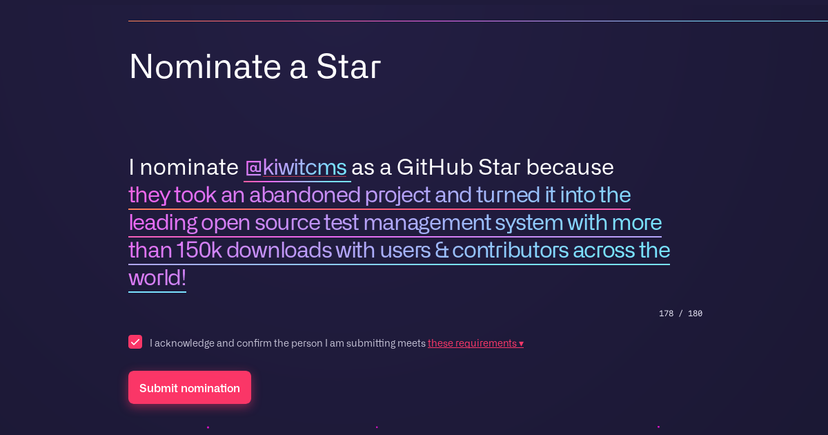 GitHub Star nomination